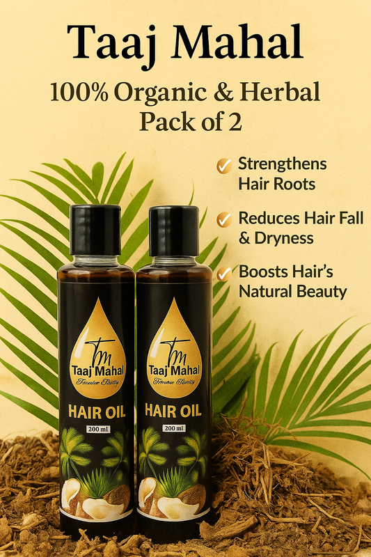 Taaj Mahal Natural Hair Oil – Pack of 2 | Anti Hair Fall | Organic Herbal Hair Growth & Nourishing Oil (200ml x 2)